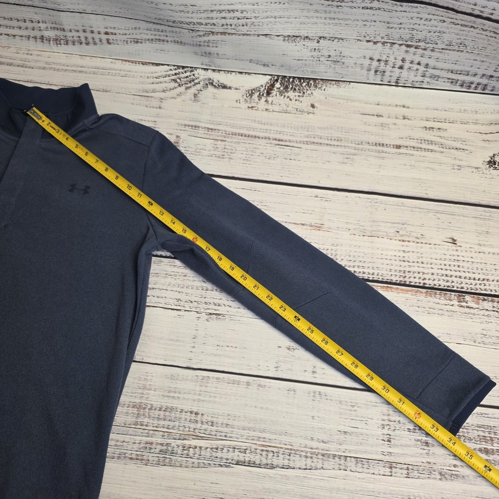 Under Armour Golf Storm Sweater XL Fleece Snap Mock Neck Blue Loose Fit Coldgear - Picture 11 of 11